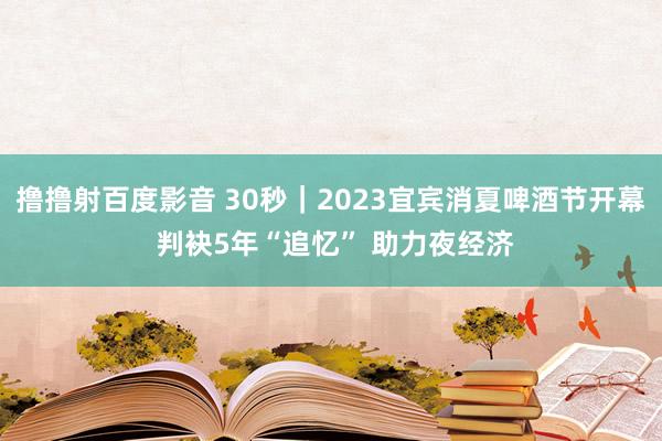 撸撸射百度影音 30秒｜2023宜宾消夏啤酒节开幕 判袂5年“追忆” 助力夜经济