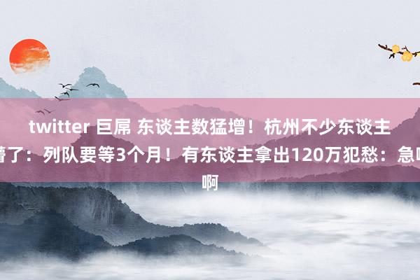 twitter 巨屌 东谈主数猛增！杭州不少东谈主懵了：列队要等3个月！有东谈主拿出120万犯愁：急啊