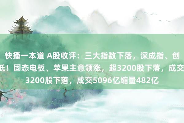 快播一本道 A股收评：三大指数下落，深成指、创业板指均创阶段新低！固态电板、苹果主意领涨，超3200股下落，成交5096亿缩量482亿