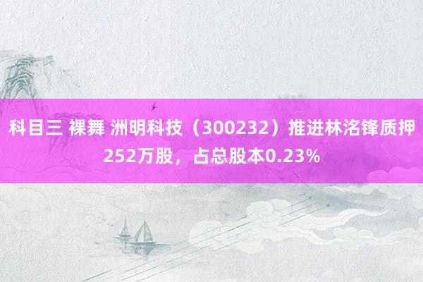 科目三 裸舞 洲明科技（300232）推进林洺锋质押252万股，占总股本0.23%