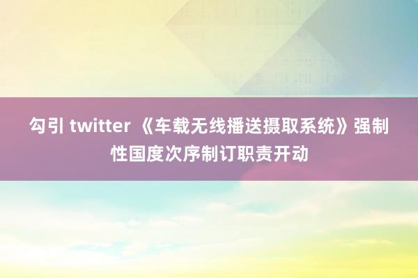 勾引 twitter 《车载无线播送摄取系统》强制性国度次序制订职责开动