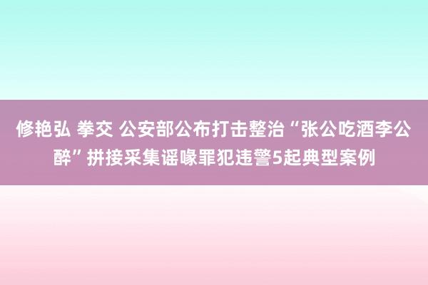 修艳弘 拳交 公安部公布打击整治“张公吃酒李公醉”拼接采集谣喙罪犯违警5起典型案例