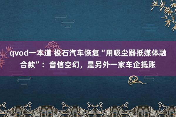 qvod一本道 极石汽车恢复“用吸尘器抵媒体融合款”：音信空幻，是另外一家车企抵账