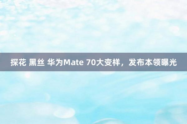 探花 黑丝 华为Mate 70大变样，发布本领曝光