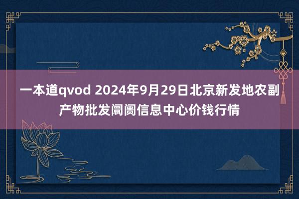 一本道qvod 2024年9月29日北京新发地农副产物批发阛阓信息中心价钱行情