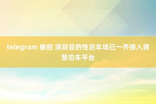telegram 偷拍 深圳目的性泊车场已一齐接入贤慧泊车平台