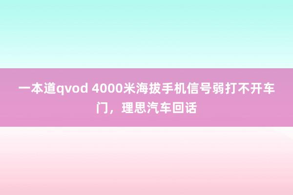 一本道qvod 4000米海拔手机信号弱打不开车门，理思汽车回话