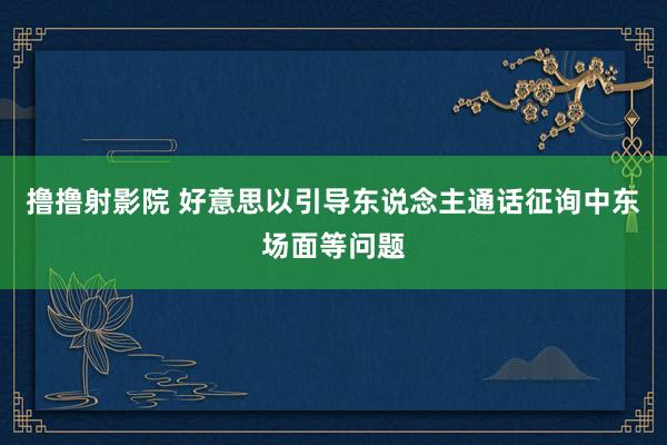 撸撸射影院 好意思以引导东说念主通话征询中东场面等问题