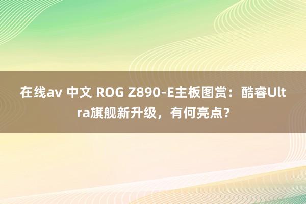 在线av 中文 ROG Z890-E主板图赏：酷睿Ultra旗舰新升级，有何亮点？