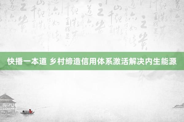 快播一本道 乡村缔造信用体系激活解决内生能源