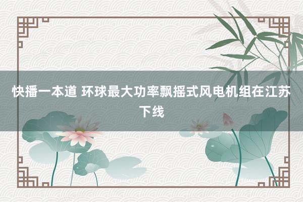 快播一本道 环球最大功率飘摇式风电机组在江苏下线