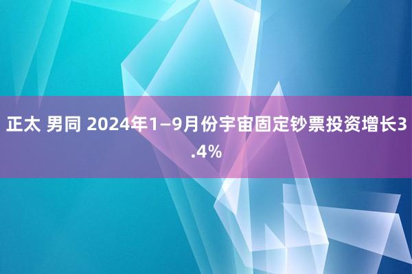 正太 男同 2024年1—9月份宇宙固定钞票投资增长3.4%