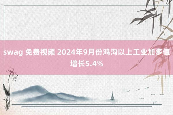 swag 免费视频 2024年9月份鸿沟以上工业加多值增长5.4%
