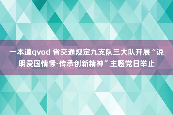 一本道qvod 省交通规定九支队三大队开展“说明爱国情愫·传承创新精神”主题党日举止