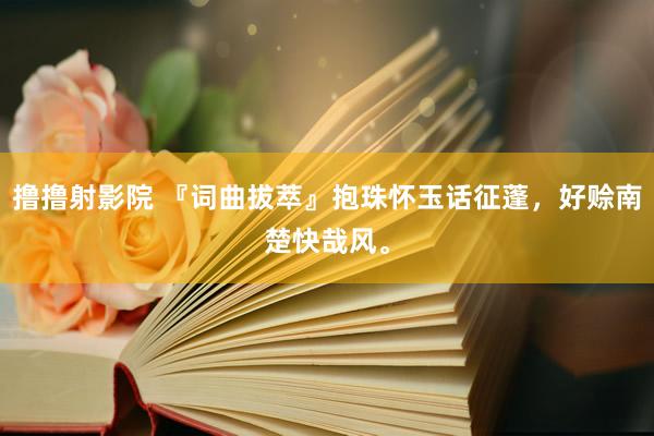 撸撸射影院 『词曲拔萃』抱珠怀玉话征蓬，好赊南楚快哉风。