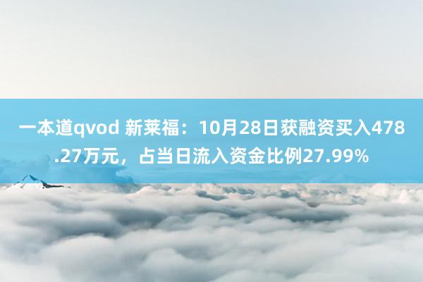 一本道qvod 新莱福：10月28日获融资买入478.27万元，占当日流入资金比例27.99%