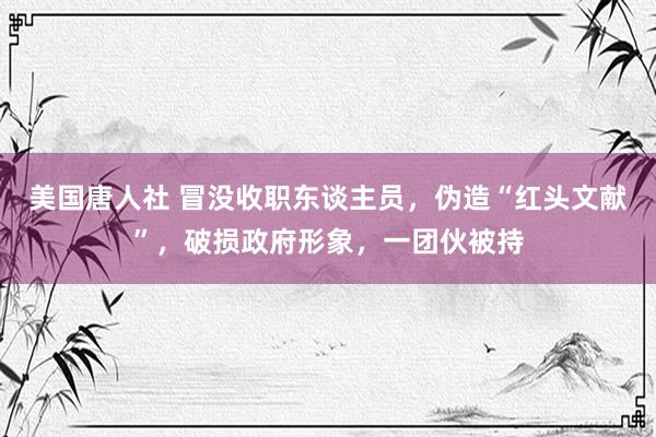 美国唐人社 冒没收职东谈主员，伪造“红头文献”，破损政府形象，一团伙被持