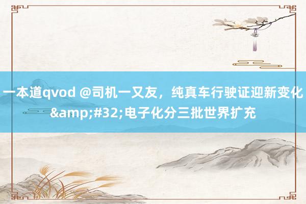 一本道qvod @司机一又友，纯真车行驶证迎新变化&#32;电子化分三批世界扩充