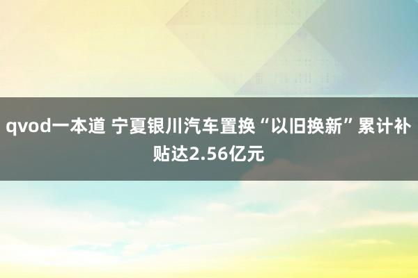 qvod一本道 宁夏银川汽车置换“以旧换新”累计补贴达2.56亿元