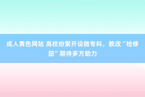 成人黄色网站 高校纷繁开设微专科，教改“检修田”期待多方助力