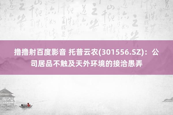 撸撸射百度影音 托普云农(301556.SZ)：公司居品不触及天外环境的接洽愚弄