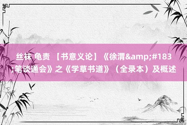 丝袜 龟责 【书意义论】《徐渭&#183;笔谈通会》之《学草书道》（全录本）及概述