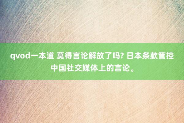 qvod一本道 莫得言论解放了吗? 日本条款管控中国社交媒体上的言论。