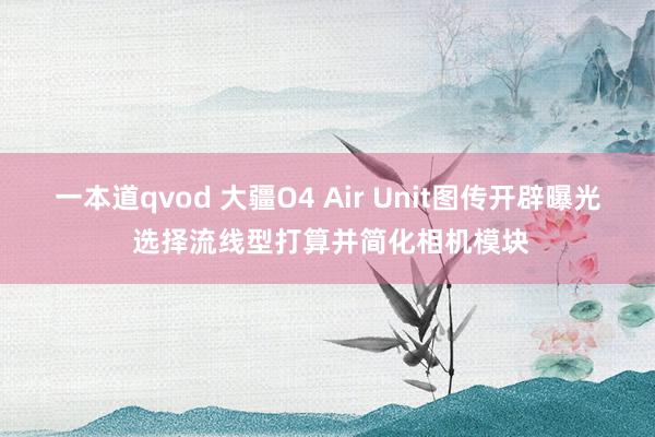 一本道qvod 大疆O4 Air Unit图传开辟曝光 选择流线型打算并简化相机模块