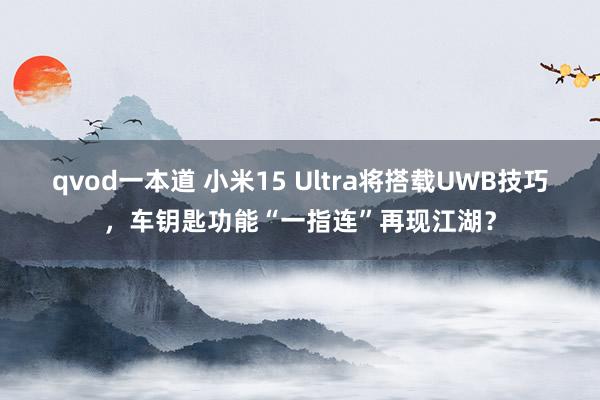 qvod一本道 小米15 Ultra将搭载UWB技巧，车钥匙功能“一指连”再现江湖？