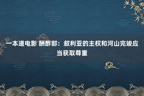 一本道电影 酬酢部：叙利亚的主权和河山完竣应当获取尊重