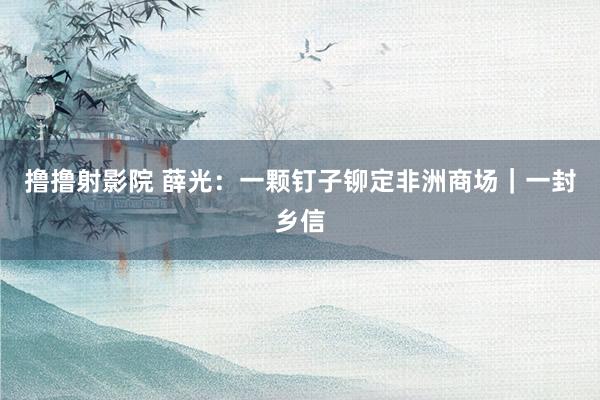 撸撸射影院 薛光：一颗钉子铆定非洲商场｜一封乡信