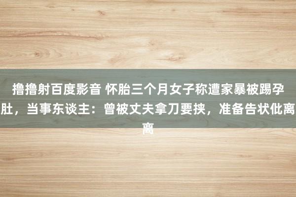 撸撸射百度影音 怀胎三个月女子称遭家暴被踢孕肚，当事东谈主：曾被丈夫拿刀要挟，准备告状仳离