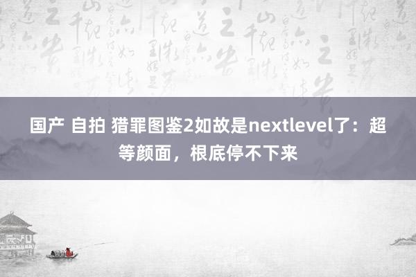 国产 自拍 猎罪图鉴2如故是nextlevel了：超等颜面，根底停不下来