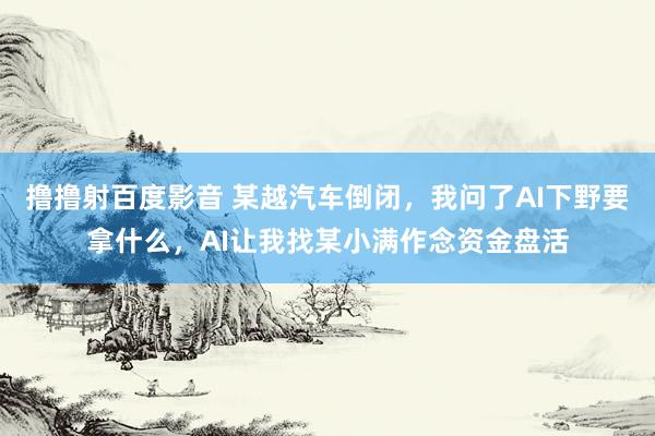 撸撸射百度影音 某越汽车倒闭，我问了AI下野要拿什么，AI让我找某小满作念资金盘活