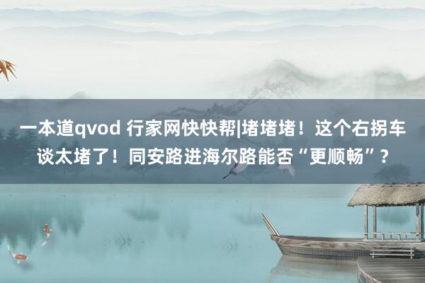 一本道qvod 行家网快快帮|堵堵堵！这个右拐车谈太堵了！同安路进海尔路能否“更顺畅”？