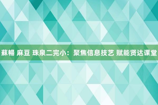 蘇暢 麻豆 珠泉二完小：聚焦信息技艺 赋能贤达课堂