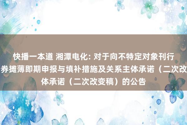 快播一本道 湘潭电化: 对于向不特定对象刊行可养息公司债券摊薄即期申报与填补措施及关系主体承诺（二次改变稿）的公告