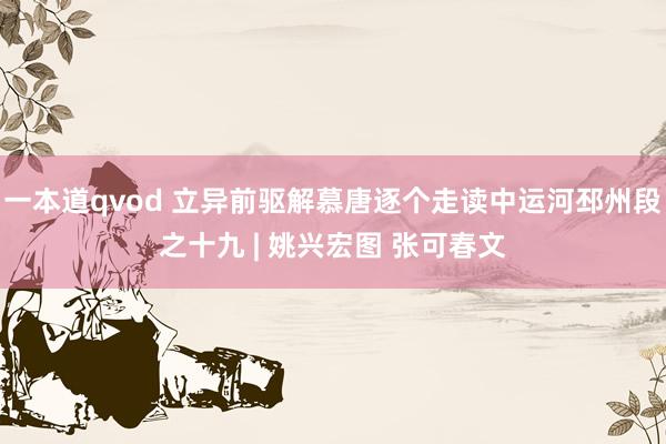 一本道qvod 立异前驱解慕唐逐个走读中运河邳州段之十九 | 姚兴宏图 张可春文