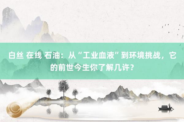 白丝 在线 石油：从“工业血液”到环境挑战，它的前世今生你了解几许？