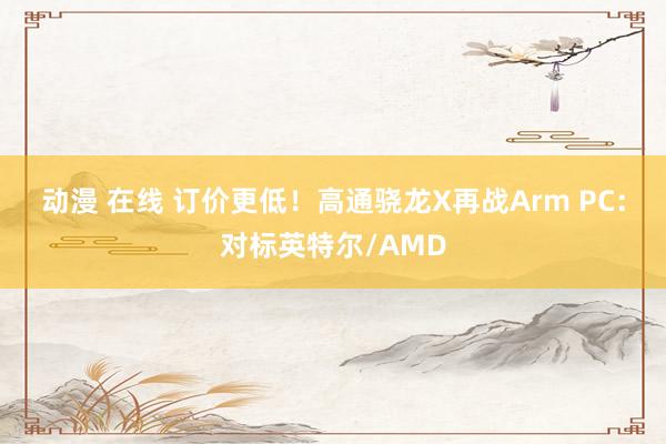 动漫 在线 订价更低！高通骁龙X再战Arm PC：对标英特尔/AMD