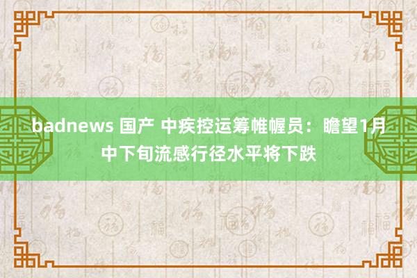 badnews 国产 中疾控运筹帷幄员：瞻望1月中下旬流感行径水平将下跌