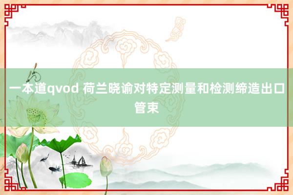 一本道qvod 荷兰晓谕对特定测量和检测缔造出口管束