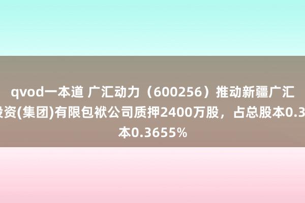 qvod一本道 广汇动力（600256）推动新疆广汇实业投资(集团)有限包袱公司质押2400万股，占总股本0.3655%